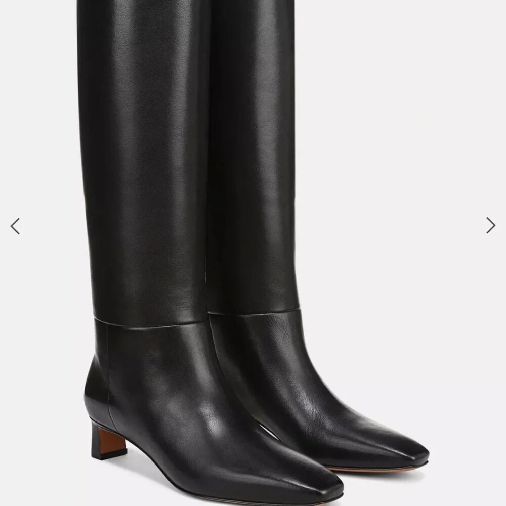 Vince Harlan Black Leather Knee‑High Boots – Size 10 – New Without Box